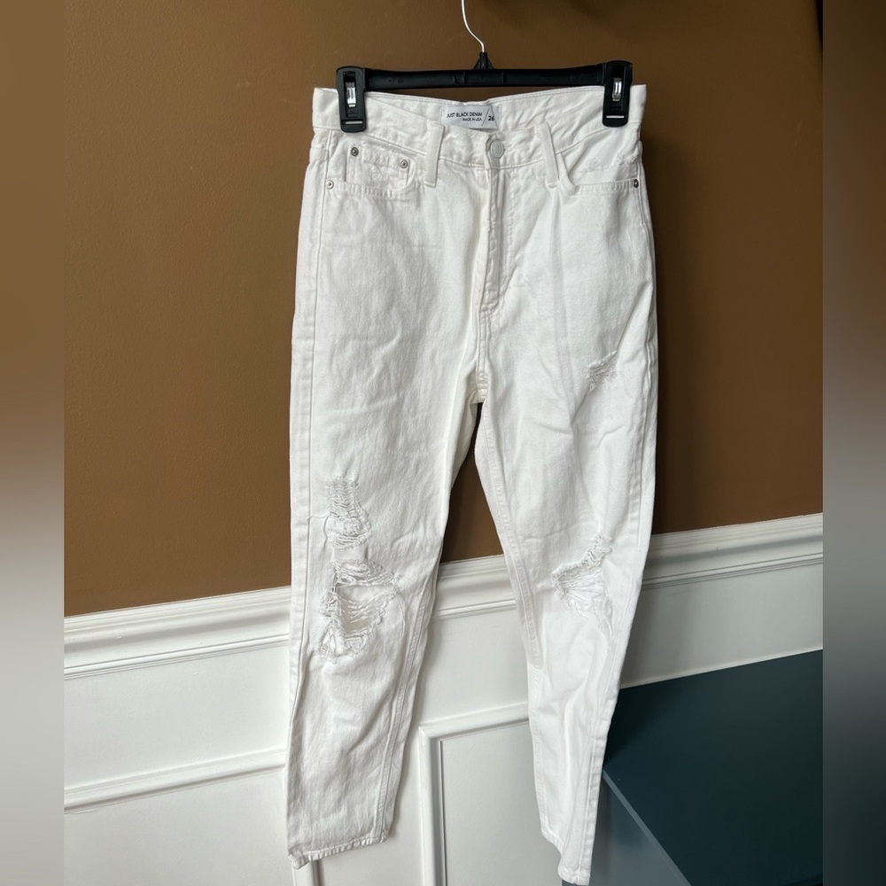 JUST BLACK DENIM Women’s White Distressed Jeans Size 26 Vintage